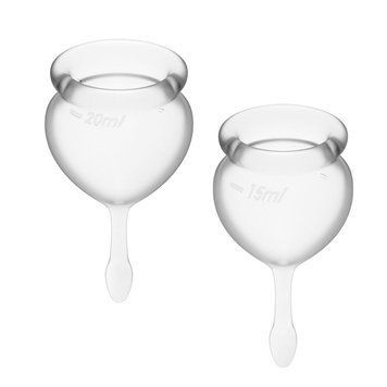 Набор менструальных чаш Satisfyer Feel Good (Transparent), 15 мл и 20 мл + мешочек