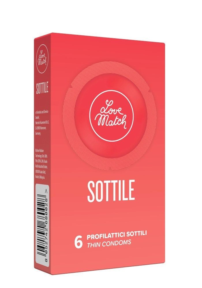 Презервативы Sottile (Thin), тонкие и крепкие, 6 шт.