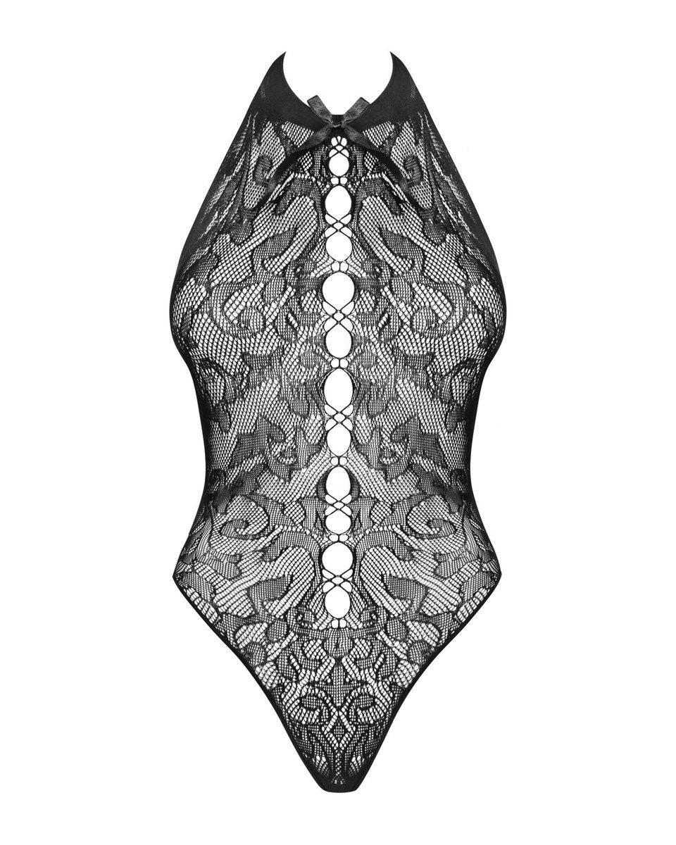 Бодистокинг с крупными ячейками и открытой спиной Obsessive B119 teddy S/M/L, халтер