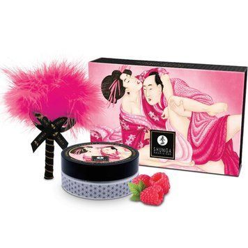 Вкусная пудра для оральных ласк Shunga Body Powder Raspberry feeling, 75 г, аромат малины
