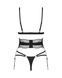Комплект Obsessive Lobellis 3-pcs set, черный, лиф с мягкой чашкой, стринги, пояс для чулок, XS/S