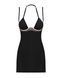 Сорочка Obsessive Selinne chemise & thong Black, стрінги, подвійні бретелі, XS/S