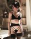 Комплект Obsessive Lobellis 3-pcs set, черный, лиф с мягкой чашкой, стринги, пояс для чулок, XS/S