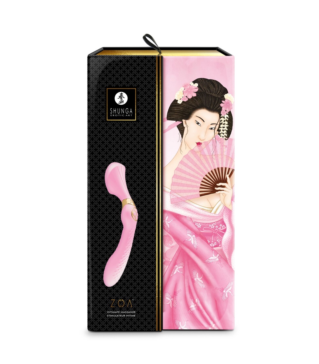 Вібромасажер Shunga Zoa Light Pink, двосторонній