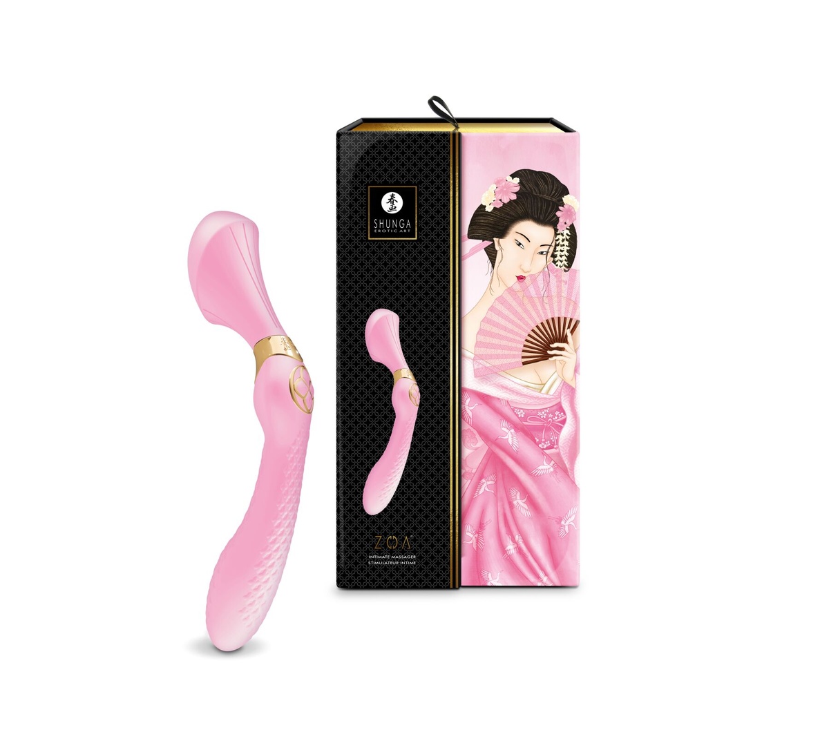 Вібромасажер Shunga Zoa Light Pink, двосторонній