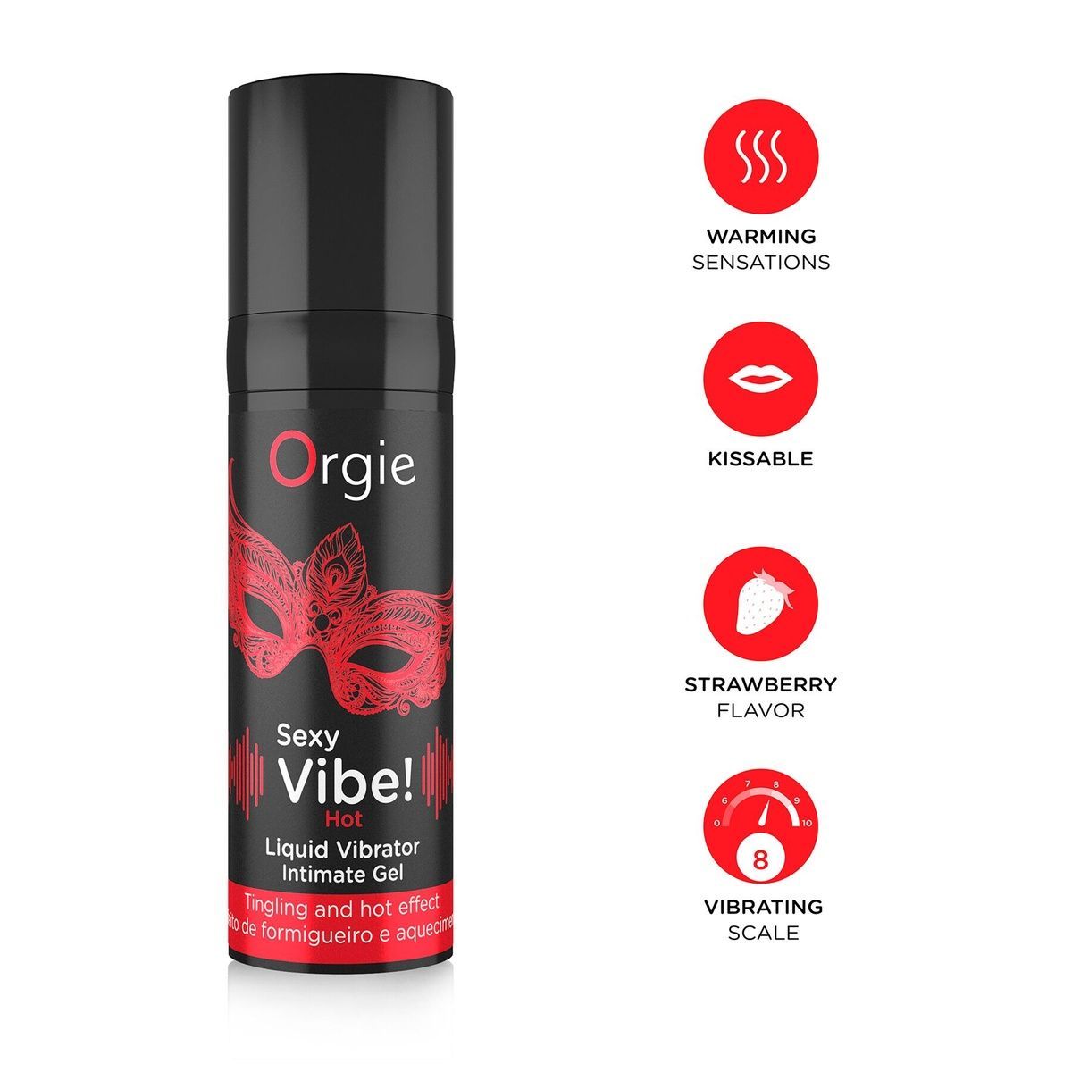 Жидкий вибратор Orgie Sexy Vibe! Hot, 15 мл, согревающий, со вкусом клубники