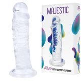 Прозорий фалоімітатор Alive Jelly Dildo Majestic, TPE, присоска, діаметр 3,7 см, довжина 14,7 см