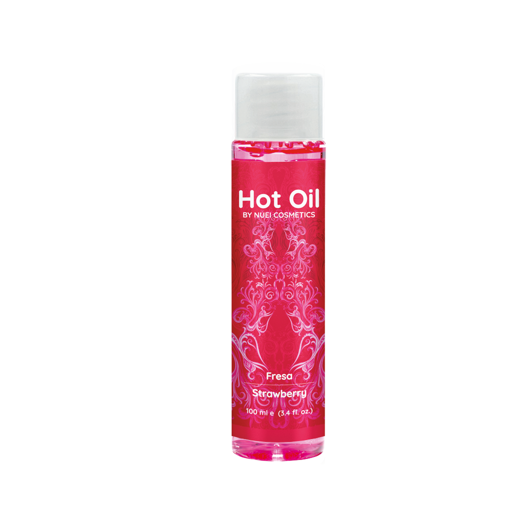 Согревающее съедобное массажное масло HOT OIL Nuei, клубника, 100 мл
