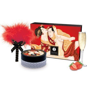 Вкусная пудра для оральных ласк Shunga Body Powder Sparkling Strawberry Wine, 75 г, аромат клубники